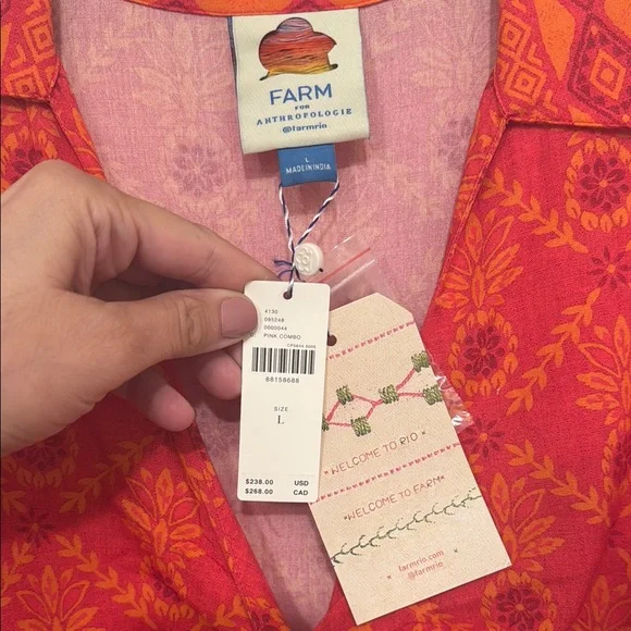 FARM Rio for Anthropologie Long Sleeve Sundress with Plunge Neckline - Picture 2 of 8